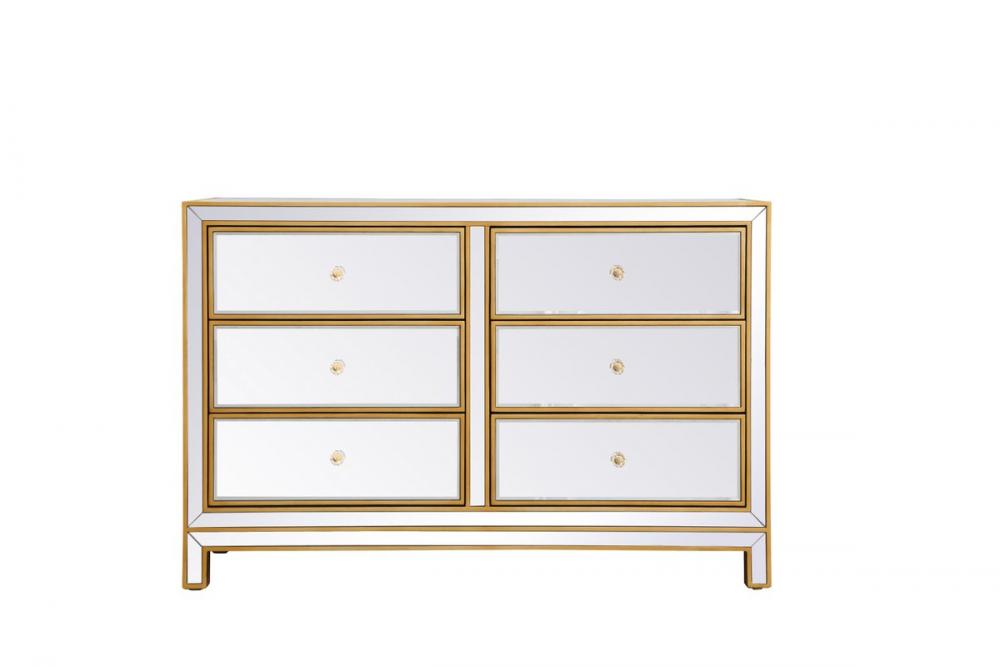 Cabinet 6 Drawers 48in. Wx18in. Din.x32in. H in Gold