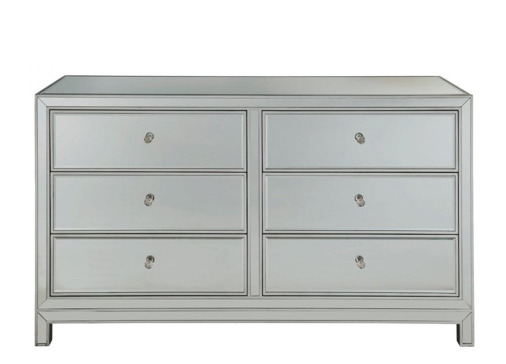 Dresser 6 Drawers 60in. Wx18in. Dx32in. H in Antique Silver Paint