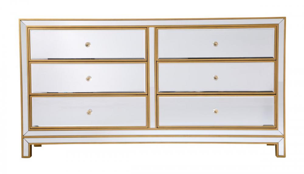 Cabinet 6 Drawers 60in. Wx18in. Dx32in. H in Gold