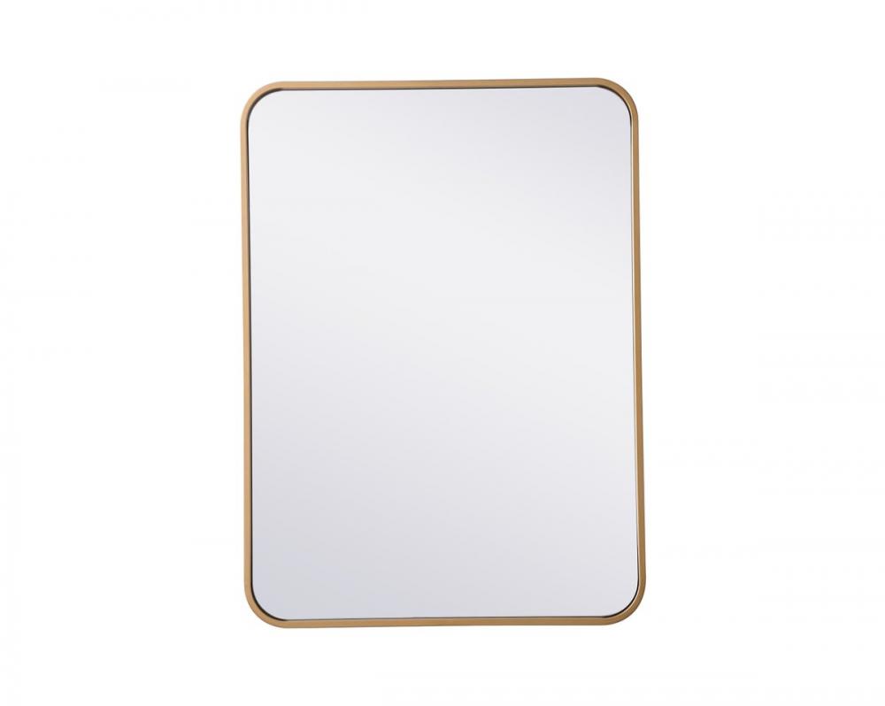 Soft Corner Metal Rectangular Mirror 22x30 Inch in Brass