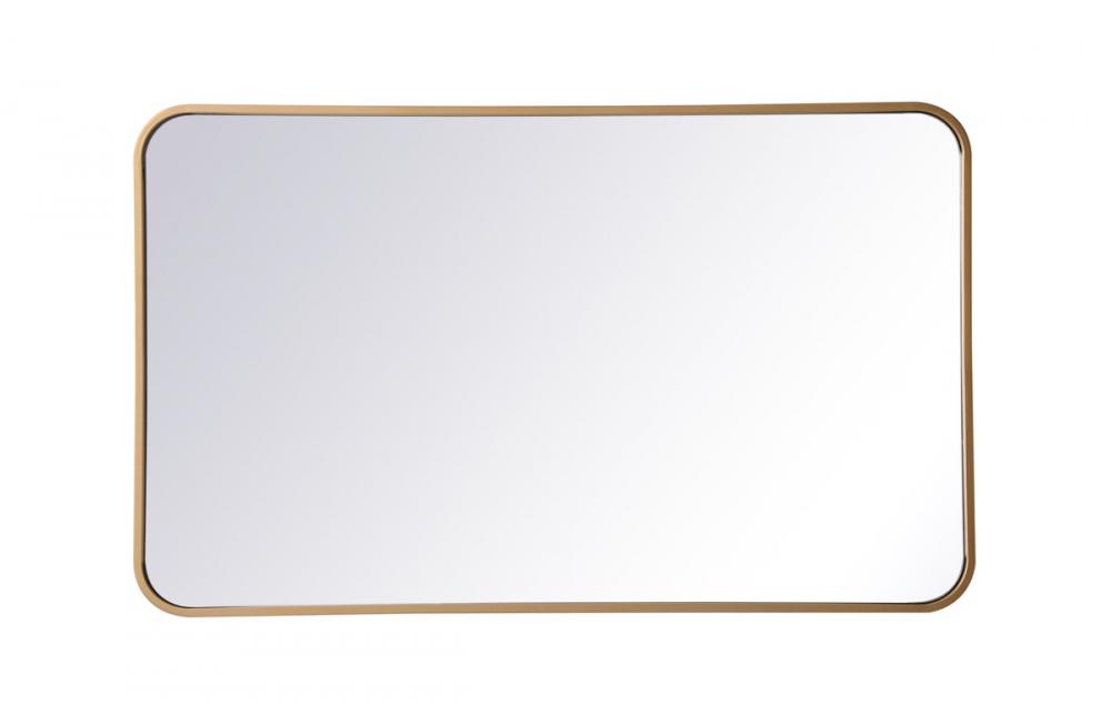 Soft Corner Metal Rectangular Mirror 22x36 Inch in Brass