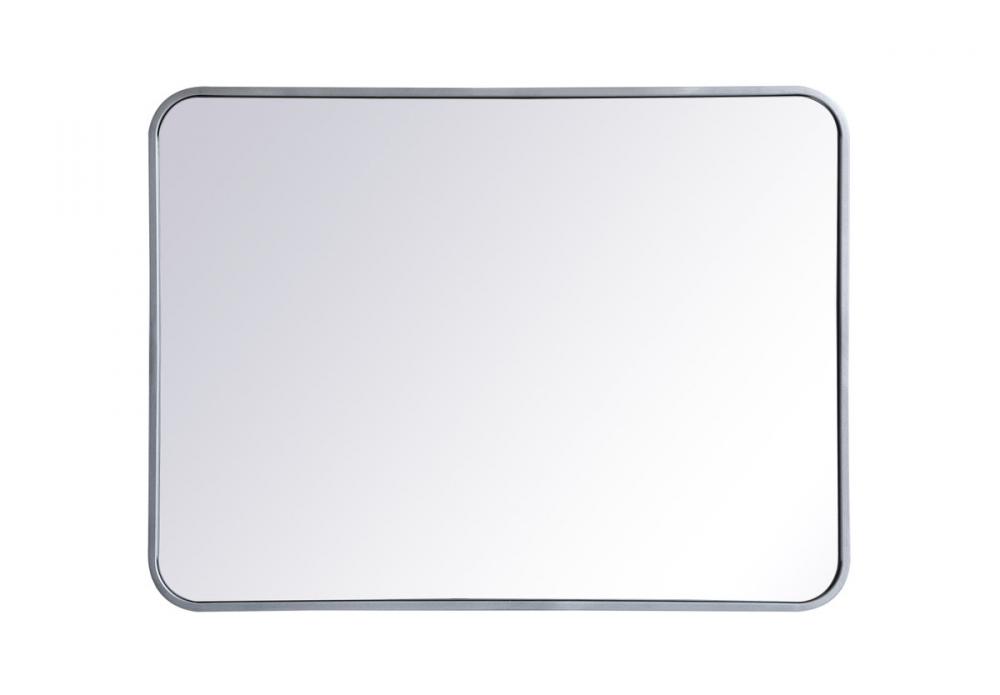 Soft Corner Metal Rectangular Mirror 24x32 Inch in Silver