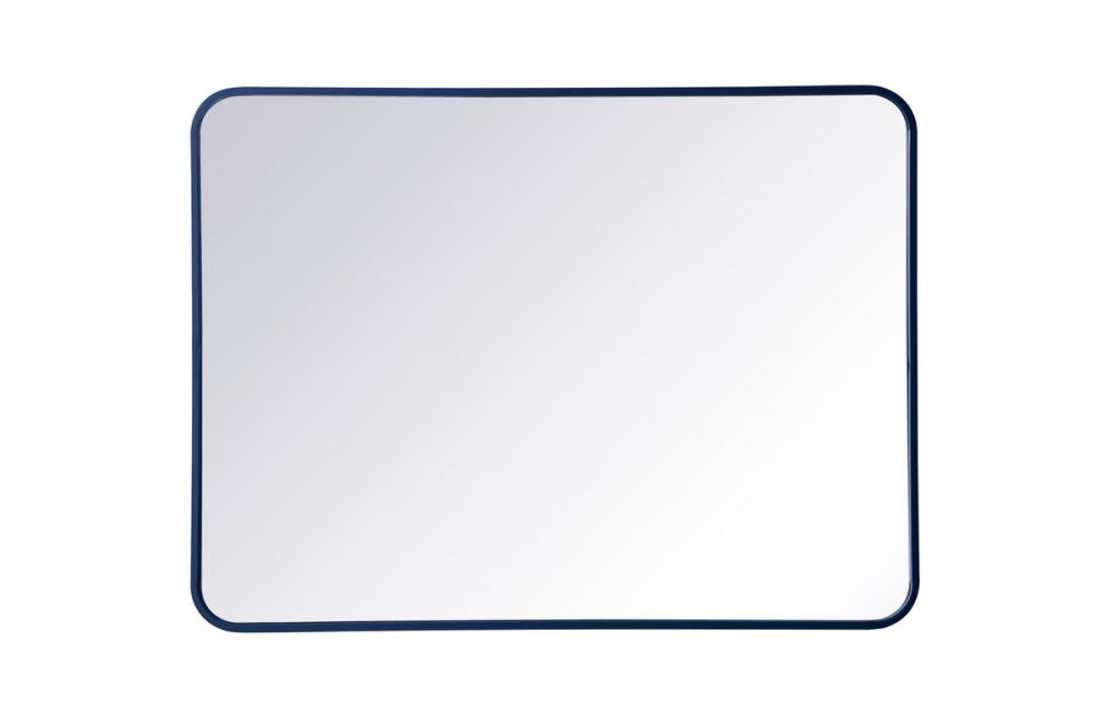Soft Corner Metal Rectangular Mirror 27x36 Inch in Blue