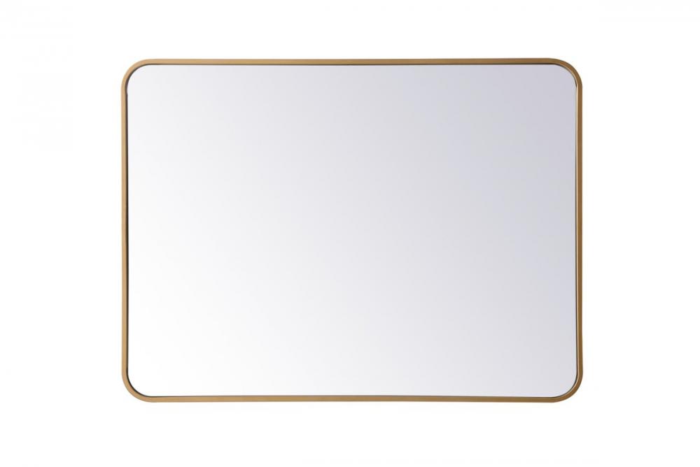 Soft Corner Metal Rectangular Mirror 27x36 Inch in Brass