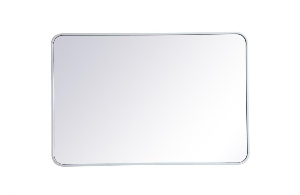 Soft Corner Metal Rectangular Mirror 27x40 Inch in White