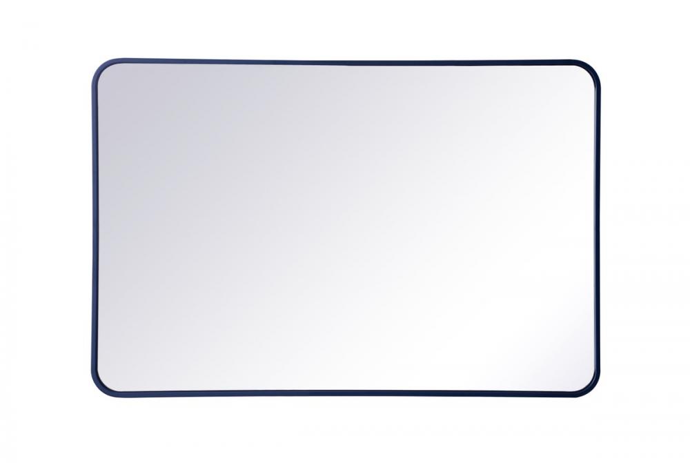 Soft Corner Metal Rectangular Mirror 28x42 Inch in Blue