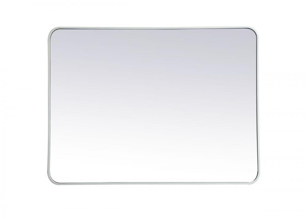 Soft Corner Metal Rectangular Mirror 30x40 Inch in White