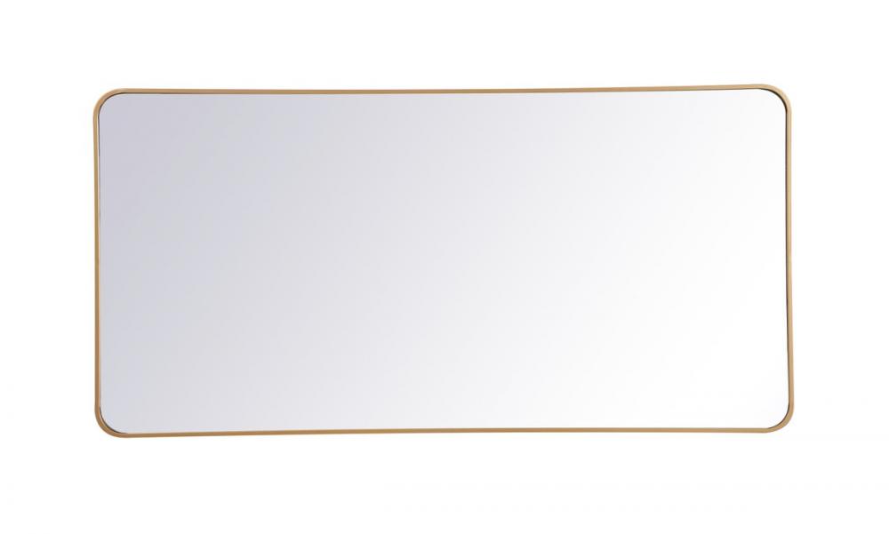 Soft Corner Metal Rectangular Mirror 30x60 Inch in Brass