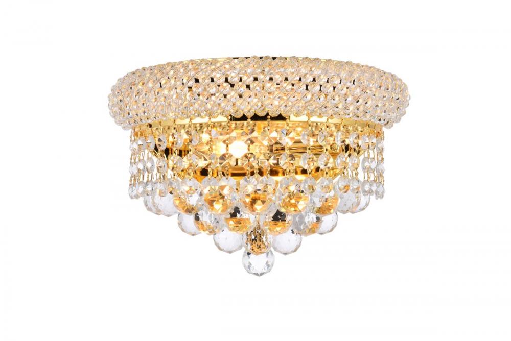 Primo 2 Light Gold Wall Sconce Clear Royal Cut Crystal