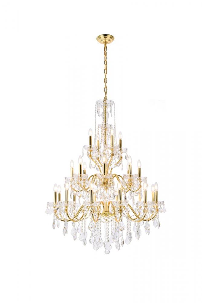 St. Francis 24 Light Gold Chandelier Clear Royal Cut Crystal