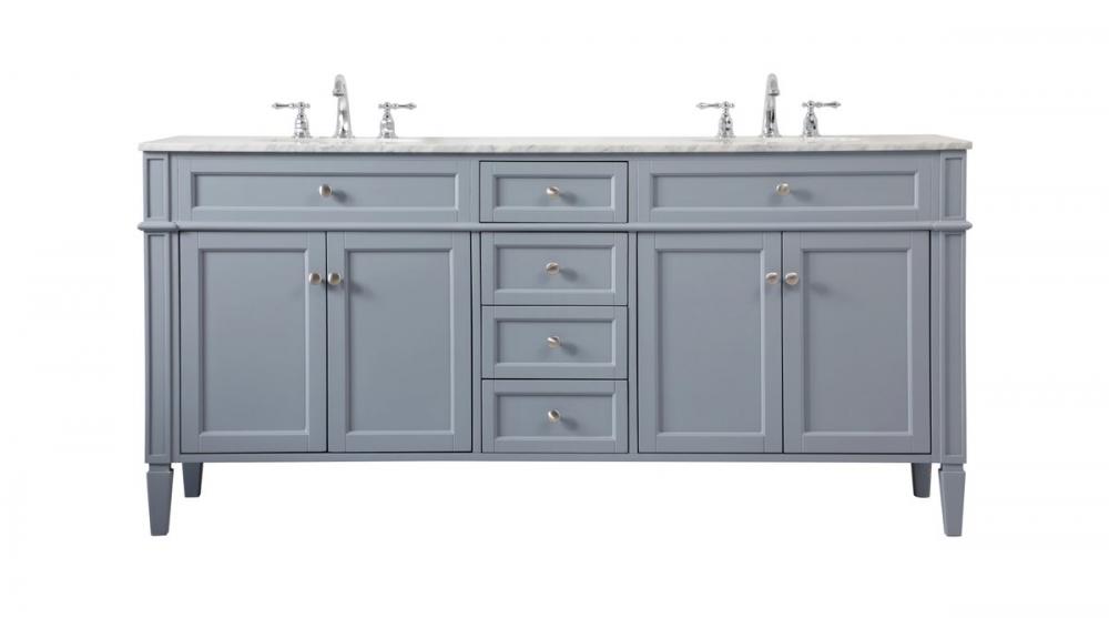 72 Inch Double Bathroom Vanity in Grey