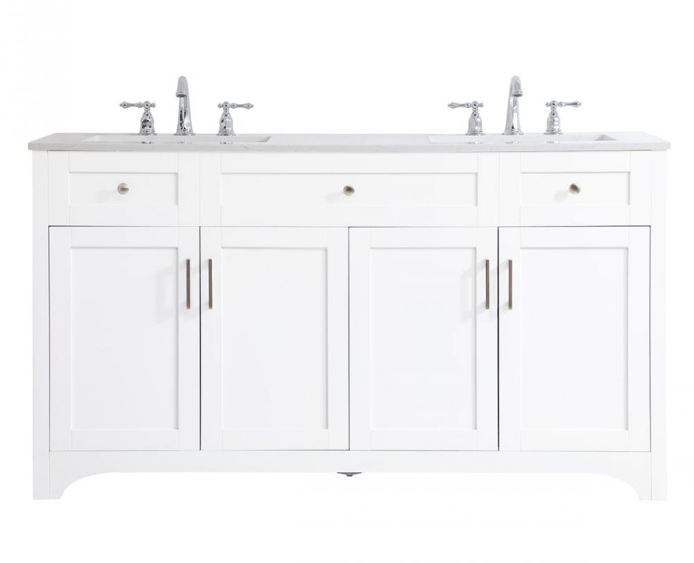 60 Inch Double Bathroom Vanity in White