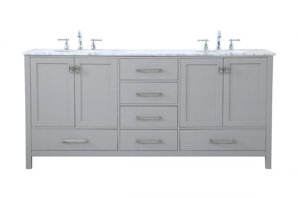 72 Inch Double Bathroom Vanity in Gray