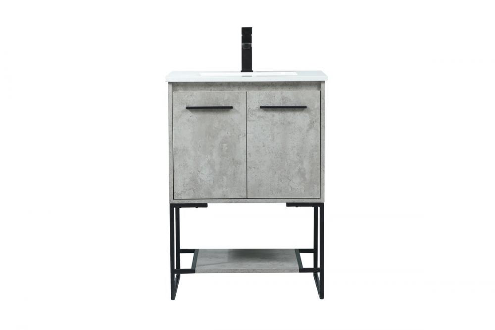 24 Inch Single Bathroom Vanity in Concrete Grey