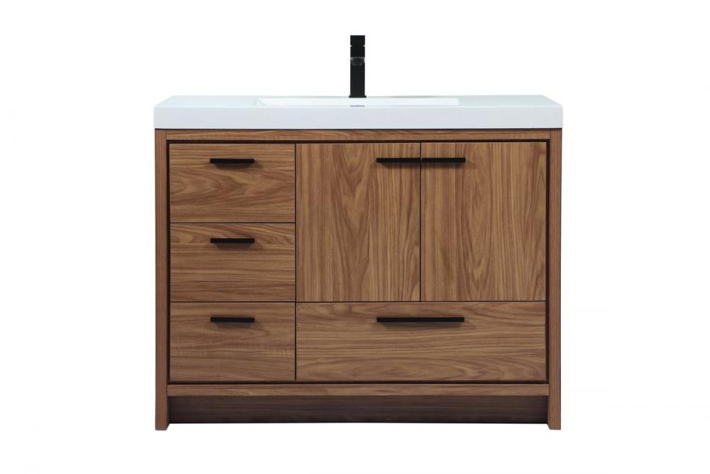 42 Inch Single Bathroom Vanity in Walnut Brown