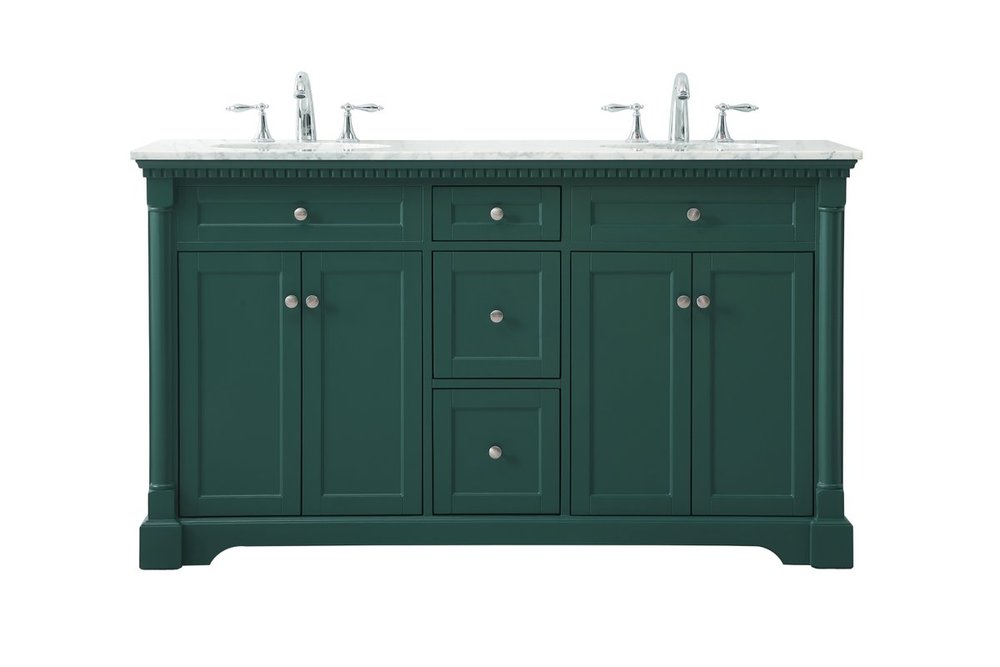 60 Inch Double Bathroom Vanity Set in Green