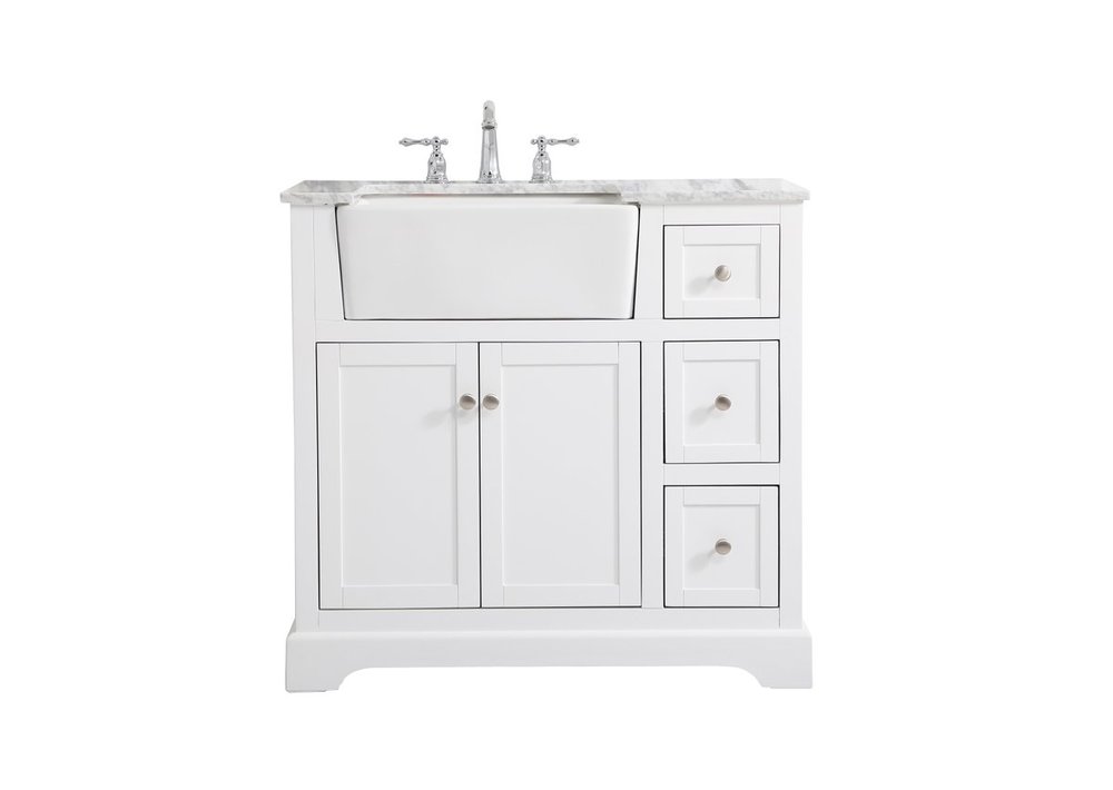 36 Inch Single Bathroom Vanity in White