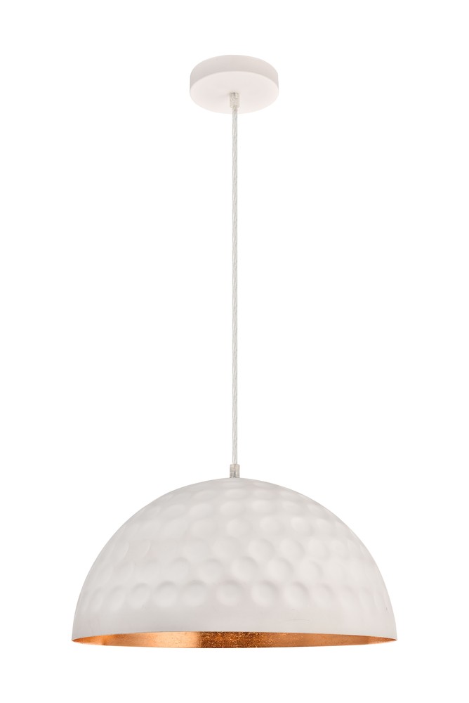 Clio Collection Pendant D15.7 H8.5 Lt:1 Outside frosted white and Inside Gold Leaf Fi