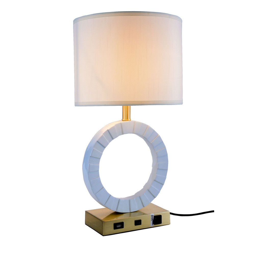 Brio Collection 1-Light Brushed Brass and frosted white Finish Table Lamp