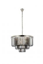 Elegant 1231D26PN-SS/RC - Sydney 9 Light Polished Nickel Chandelier Silver Shade (Grey) Royal Cut Crystal