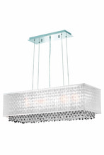 Elegant 1691D34C-CL03/SS - 1691 Moda Collection Hanging Fixture w/ Silver Fabric Shade L34in W12in H11in Lt:5 Chrome Finish (Sw