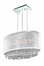 Elegant 1692D21C-CL03/SS - 1692 Moda Collection Hanging Fixture w/ Silver Fabric Shade L21in W12.5in H11in Lt:3 Chrome Finish (