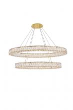 Elegant 3503D48G - Monroe Integrated LED Light Gold Chandelier Clear Royal Cut Crystal