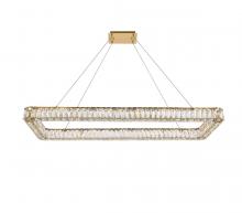 Elegant 3504D50L1G - Monroe 50 Inch LED Single Rectangle Pendant in Gold