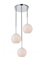 Elegant LD2209C - Baxter 3 Lights Chrome Pendant with Frosted White Glass