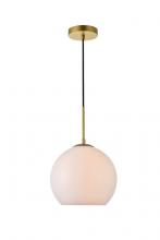 Elegant LD2213BR - Baxter 1 Light Brass Pendant with Frosted White Glass