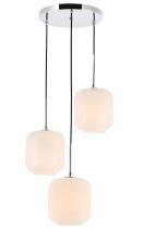 Elegant LD2275C - Collier 3 Light Chrome and Frosted White Glass Pendant