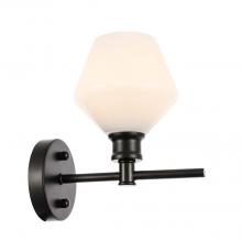 Elegant LD2309BK - Gene 1 Light Black and Frosted White Glass Wall Sconce