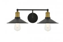 Elegant LD4033W21BRB - Etude 2 Light Brass and Black Wall Sconce