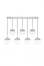 Elegant LD6089C - Eclipse 7 Lights Chrome Pendant with Clear Glass