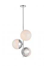 Elegant LD6124C - Eclipse 3 Lights Chrome Pendant with Frosted White Glass