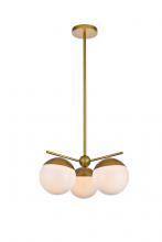 Elegant LD6132BR - Eclipse 3 Lights Brass Pendant with Frosted White Glass
