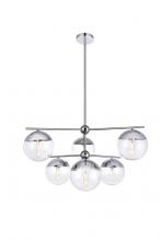 Elegant LD6143C - Eclipse 6 Lights Chrome Pendant with Clear Glass