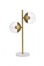Elegant LD6157BR - Eclipse 2 Lights Brass Table Lamp with Clear Glass