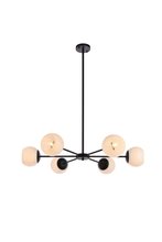 Elegant LD643D36BK - Briggs 36 Inch Pendant in Black with White Shade