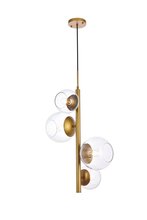 Elegant LD654D18BR - Wells 18 Inch Pendant in Brass with Clear Shade