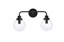 Elegant LD7033W19BK - Hanson 2 Lights Bath Sconce in Black with Clear Shade