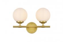 Elegant LD7301W15BRA - Ansley 2 Light Brass and Frosted White Bath Sconce