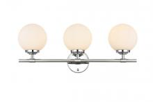 Elegant LD7301W24CH - Ansley 3 Light Chrome and Frosted White Bath Sconce