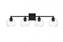 Elegant LD7308W33BLK - Foster 4 Light Black and Clear Bath Sconce