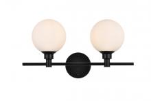 Elegant LD7317W19BLK - Cordelia 2 Light Black and Frosted White Bath Sconce