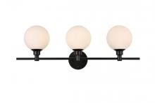 Elegant LD7317W28BLK - Cordelia 3 Light Black and Frosted White Bath Sconce