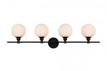Elegant LD7317W38BLK - Cordelia 4 Light Black and Frosted White Bath Sconce