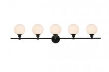 Elegant LD7317W47BLK - Cordelia 5 Light Black and Frosted White Bath Sconce