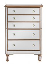 Elegant MF6-1126G - 5 Drawer Cabinet 33 In.x16 In.x49 In. in Gold Paint