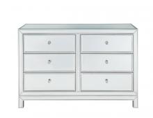 Elegant MF72017 - Dresser 6 Drawers 48in. Wx18in. Din.x32in. H in Antique Silver Paint